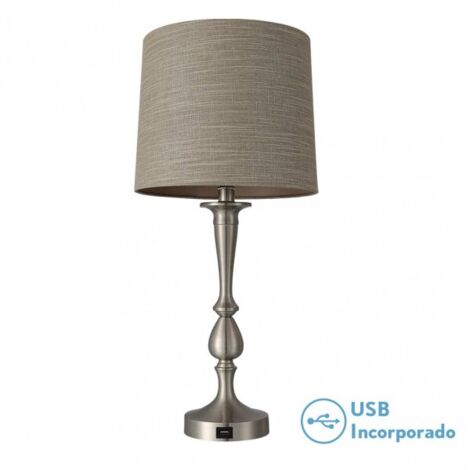 FAB 130871003  Sobremesa Khalifa 1xe27 Niquel 60´5x28x28 Cm Puerto Usb