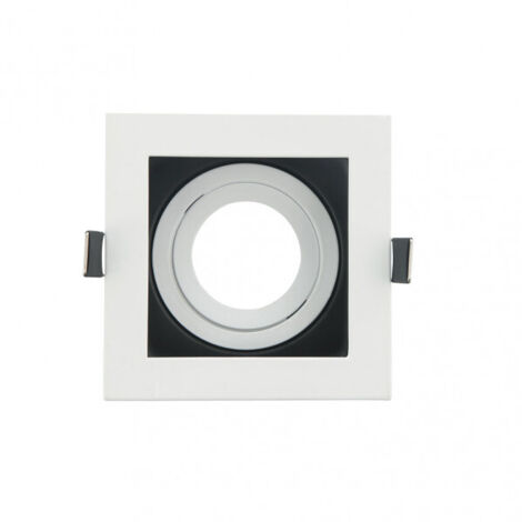 FAB 14368CU01  Incasso Orient.batu 1xgu10 Quadrato Bianco/nero 3,5x10x10 Cm Taglio 9x9 Cm c/portalampada