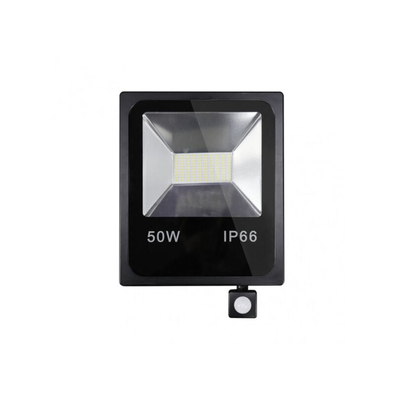 Spot avec détecteur olivino 50w 6500k noir 4500lm led sm ip66 33,5x24x6 cm