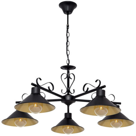 FAB 151055016 Lampada Azalea 5xe27 Nero/Oro Regx74x74 Cm