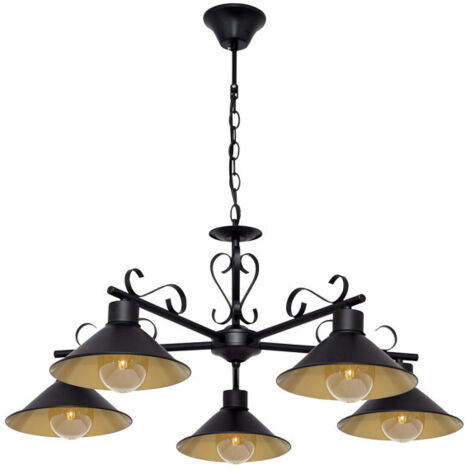 FAB 151055016  Lampara Azalea 5xe27 Negro/oro Regx74x74 Cm