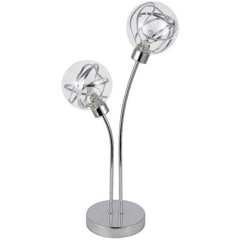 Fabrilamp - Lampe à poser 2 lumières modèle varanasi chrome