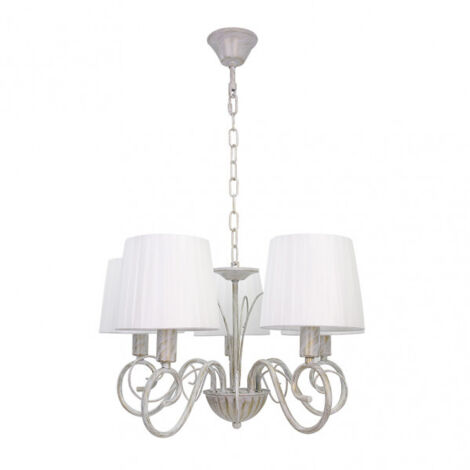 FAB 155155075  Lampara Amsterdam 5xe14 Blanco/oro Regx45x45 Cm