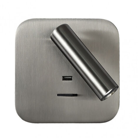 FAB 171561C03  Aplique 3W 4000k Giotto Cuadrado Niquel con USB 150lm con interruptor 14x14x12cm