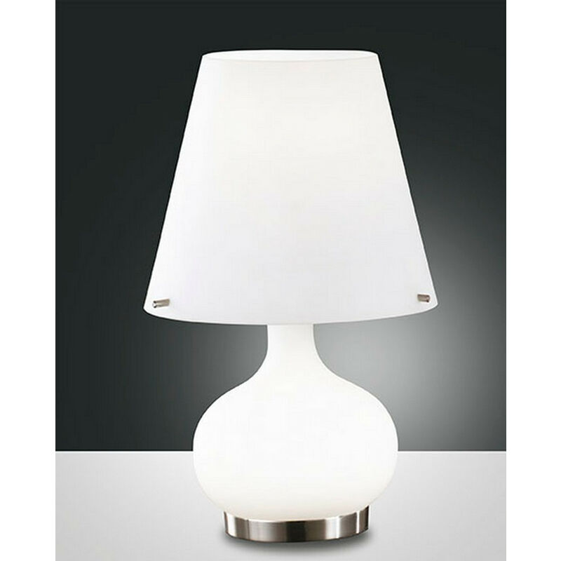 Fabas Luce Lighting - Fabas Luce Ade Lampe de table avec abat-jour conique rond en verre blanc, G9