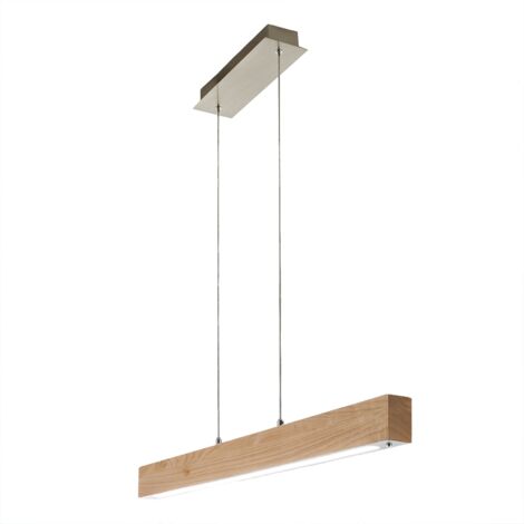Fabas Luce Badia Plafonnier LED Barre Droite Verre Chêne