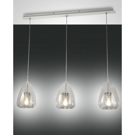 Fabas Luce Britton Plafonnier à barre droite en verre transparent, E27
