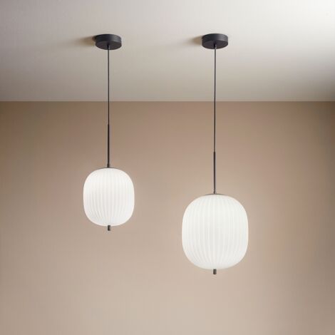 Fabas Luce Domizia Globe Suspensions Plafonniers Verre Noir, E27