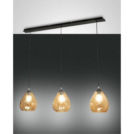 Fabas Luce Gisella Plafonnier suspendu Straight Bar en verre ambré, E27