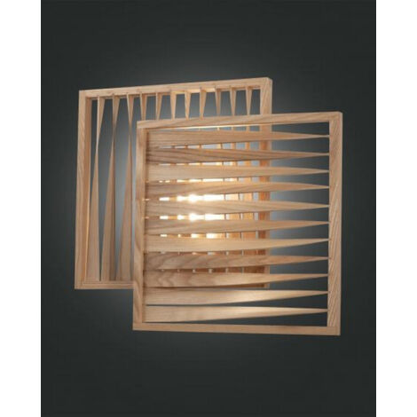 Fabas Luce Loft Applique Murale LED Intégrée Bois de Frêne Verre