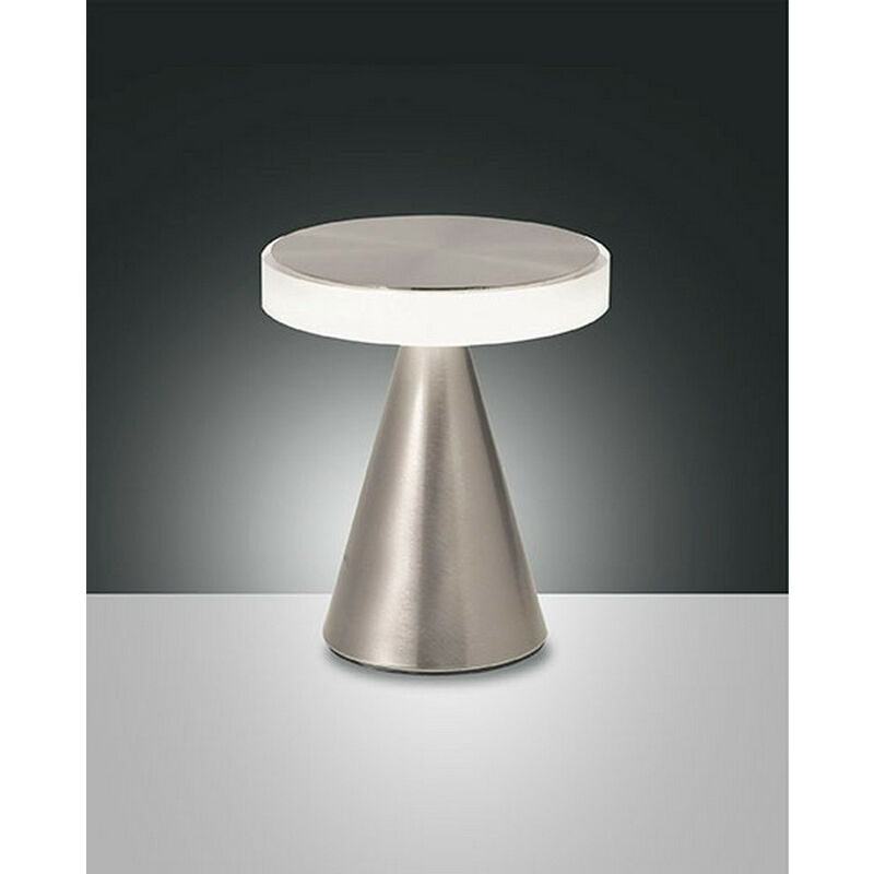 Fabas Luce Lighting - Fabas Luce Neutra Integrated Led Table Lamp Satin Nickel Glass