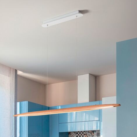 Fabas Luce Ribot Plafonnier LED Intégré Suspension Chêne Verre