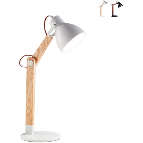 Fabas Luce Sveva Lampe de Bureau Blanc / Verre Bois de Frêne, E27