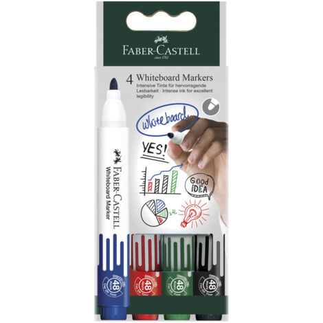 Faber-Castell 253942 evidenziatore 4 pz Punta tonda Nero, Blu, Verde, Rosso
