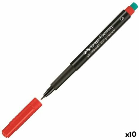 Faber - castell permanentmarker multimark spitze super fein rot -10 einheiten-