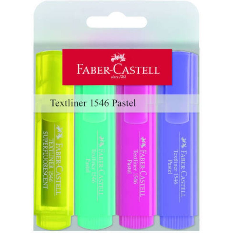 

Liderpapel - Rotulador faber fluorescente 1546 color pastel estuche 4 unidades surtidas