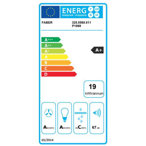 Faber – Hotte décorative murale 90 cm 67 dB 530 m3/h inox noir – 3 vitesses avec éclairage LED – Moteur intégré – 5649940 - 530m3