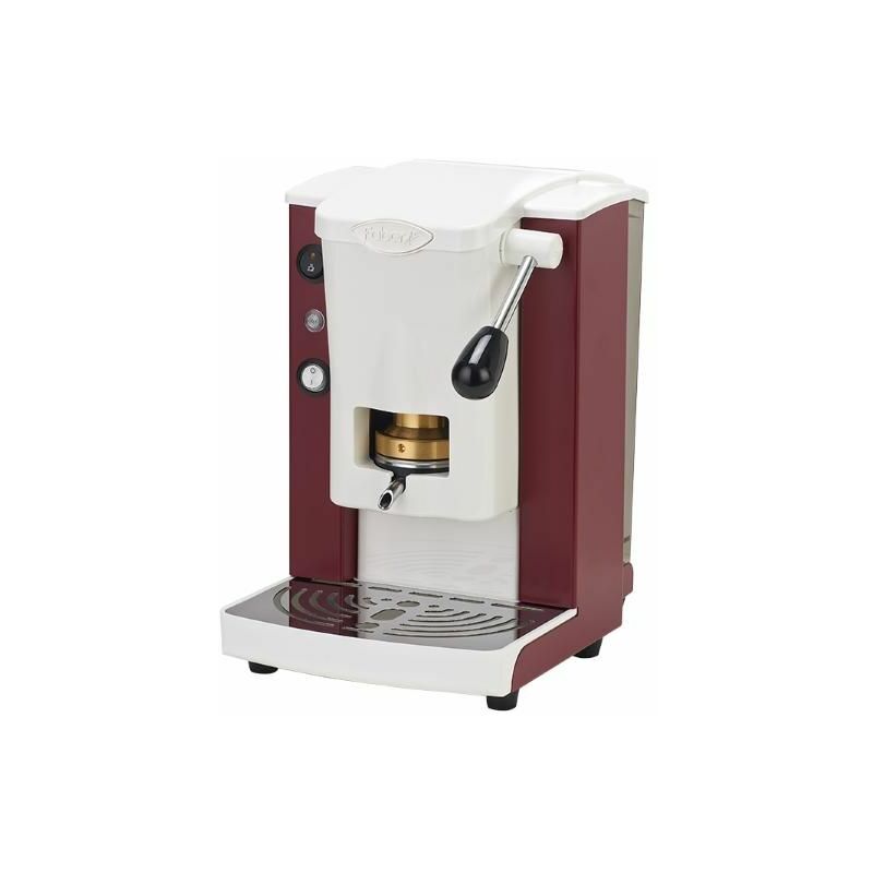 Image of Piccola slot basic - macchina per caffe con pressacialda in ottone - telaio in metallo borgogna e frontale in policarbonato bianco - fabnsmpborbbas