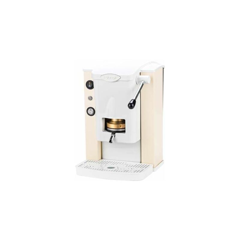Image of Piccola slot basic - macchina per caffe con pressacialda in ottone - telaio in metallo sabbia e frontale in policarbonato bianco - fabnsmpsabbbas
