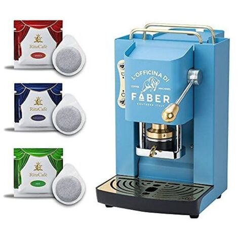Faber Pro Deluxe Macchina da Caffè Cialde 44mm Turquoise Ottone