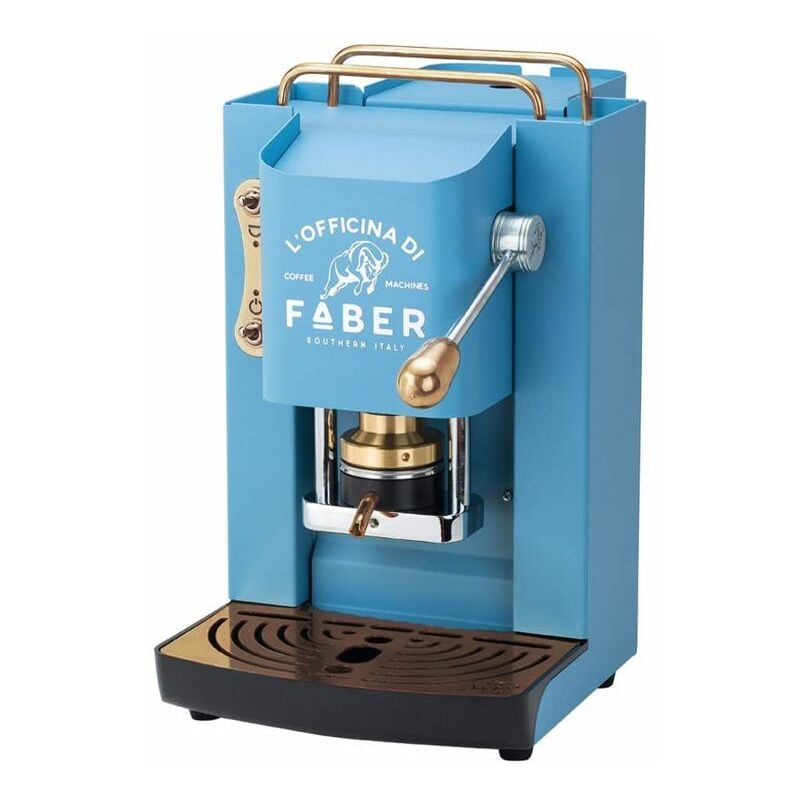 Image of Pro deluxe - macchina per caffe con pressacialda in ottone - telaio interamente in acciaio turchese - fabproblubasottel - Faber