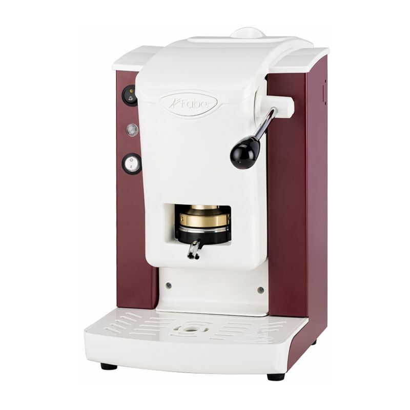Image of Slot plast basic - macchina per caffe con pressacialda in ottone - telaio in metallo borgogna e frontale in policarbonato bianco - fabspborbbasott