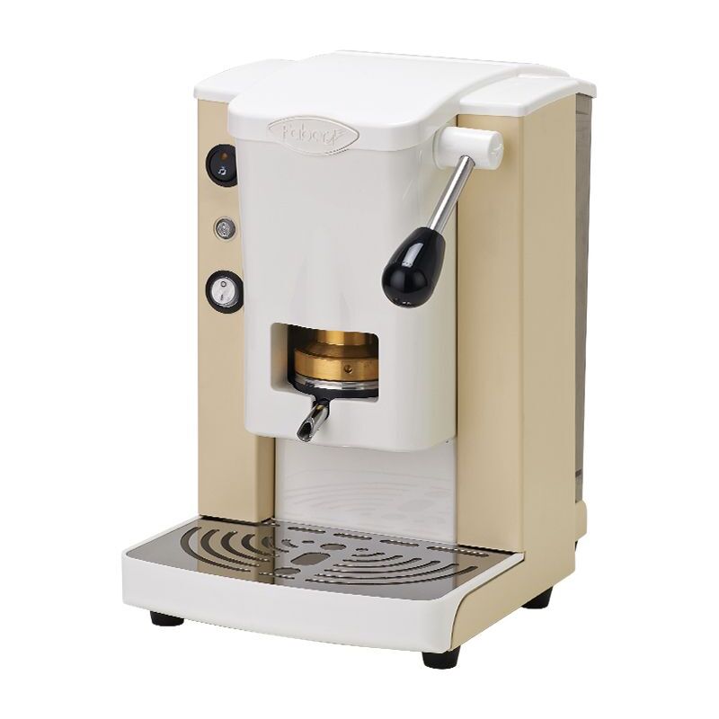 Image of Slot plast basic - macchina per caffe con pressacialda in ottone - telaio in metallo sabbia e frontale in policarbonato bianco - fabspsabbbasott
