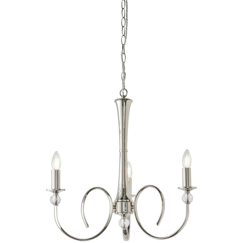 Interiors Fabia - 3 Light Multi Arm Lamp Pendant Polished Nickel Plate, Clear Crystal, E14