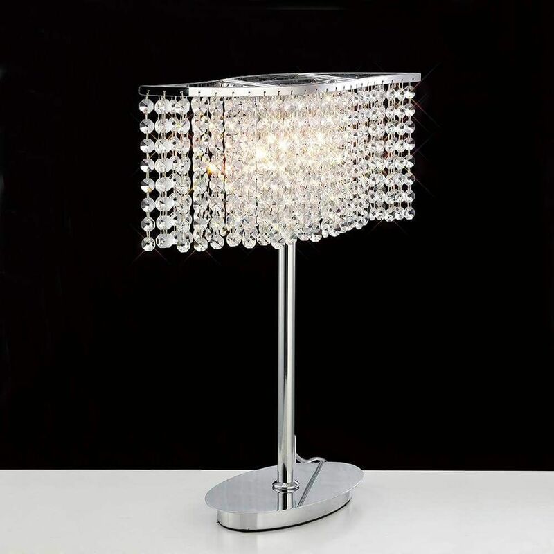 09diyas - Fabio Table Lamp 2 Bulbs polished chrome / crystal