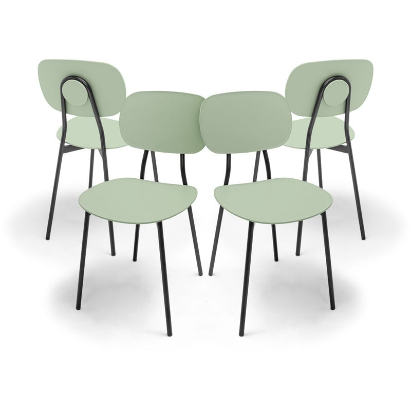 Frankystar - Fabriano - Lot de 4 chaises design en métal et pp, style moderne, couleur élégante vert