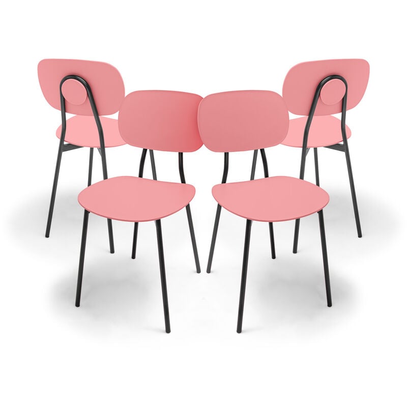 Frankystar - Fabriano - Lot de 4 chaises design en métal et pp, style moderne, couleur élégante rose
