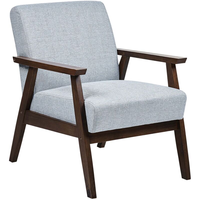 Beliani - Retro Living Room Armchair Fabric Upholstery Wooden Frame Grey Asnes