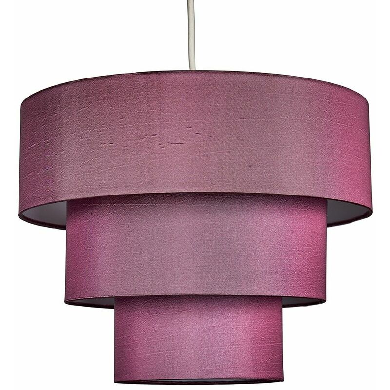 Fabric Ceiling Pendant Lampshade Easy Fit 3 Tier Light Shades - Purple