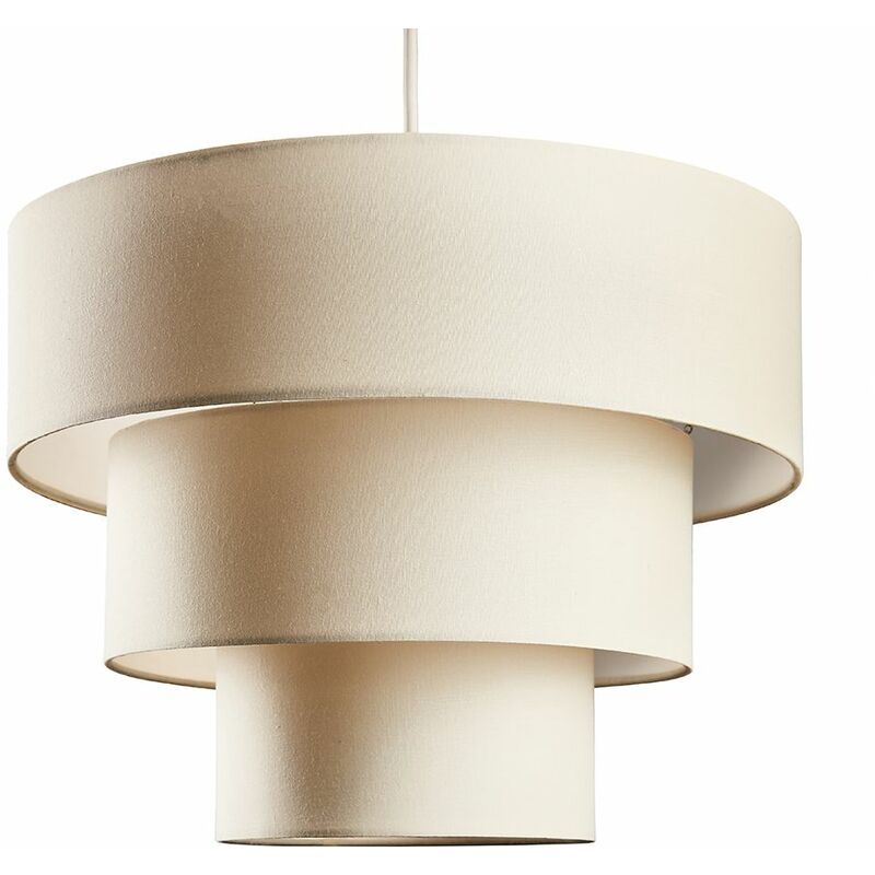 Fabric Ceiling Pendant Lampshade Easy Fit 3 Tier Light Shades - Cream