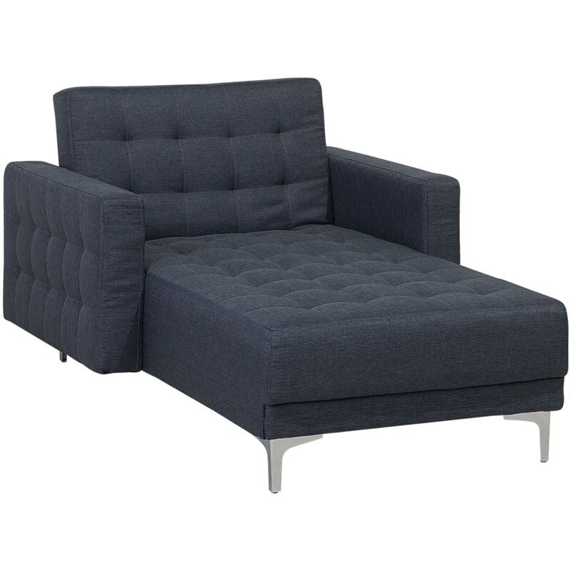 Modern Chaise Lounge Reclining Day Bed Tufted Dark Grey Fabric Aberdeen