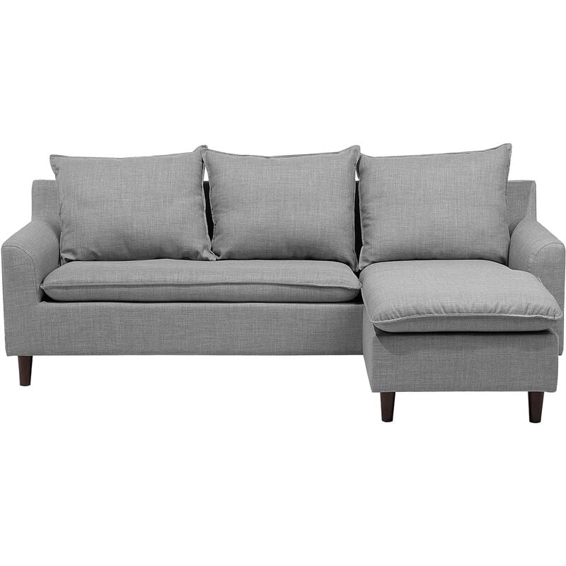 Modern Fabric Corner Left Hand Sectional Sofa Polyester Solid Wood Legs Light Grey Elvenes