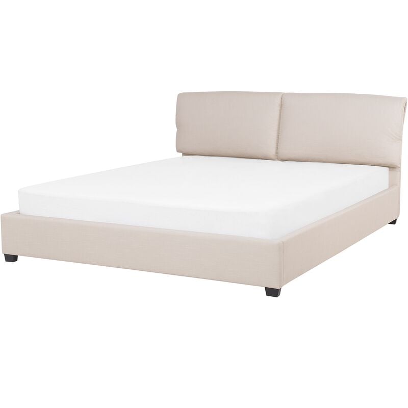 Modern eu Super King Size Fabric Bed Frame 6ft Beige Polyester Belfort