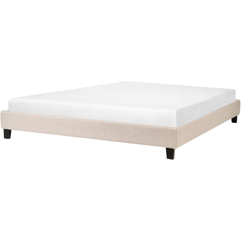 Modern Fabric eu Super King Bed Frame 6ft Beige Polyester Linen Roanne