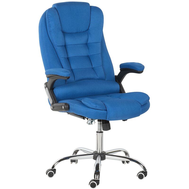 Chic Elegant Executive Office Chair Adjustable Swivel Blue Faux Leather Royal