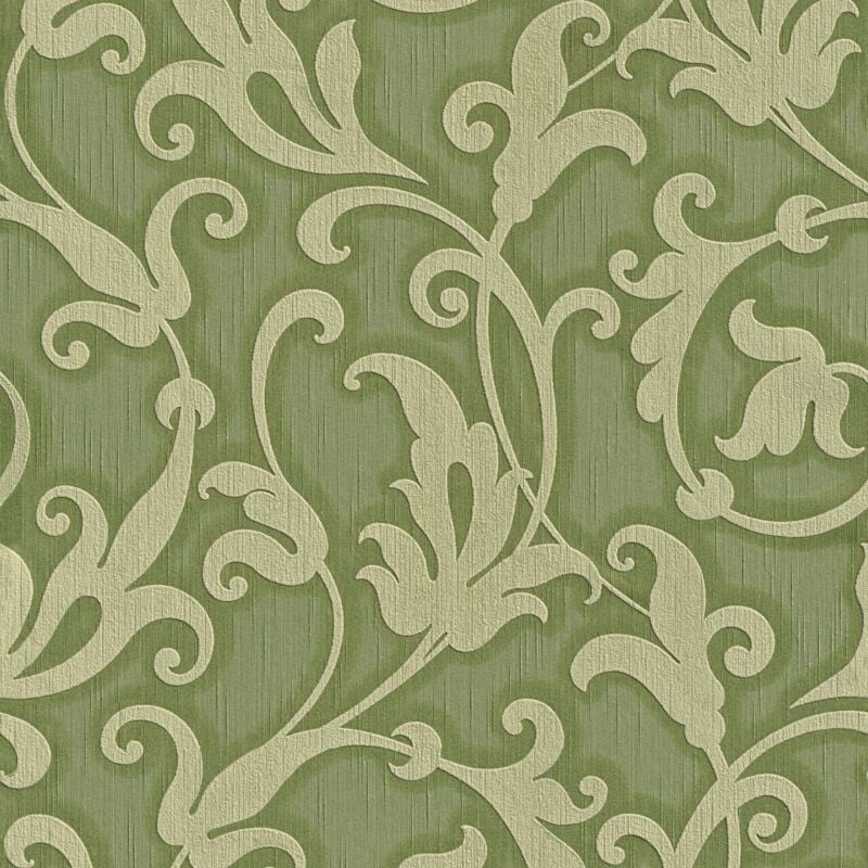 Profhome - Fabric look wallpaper wall 954904 textile wallpaper textured with a fabric look matt green olive green gold 5.33 m2 (57 ft2)