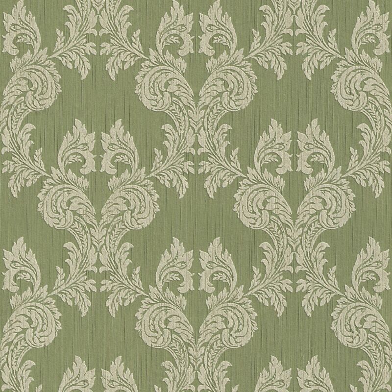 Profhome - Fabric look wallpaper wall 956304 textile wallpaper textured with a fabric look matt green 5.33 m2 (57 ft2)