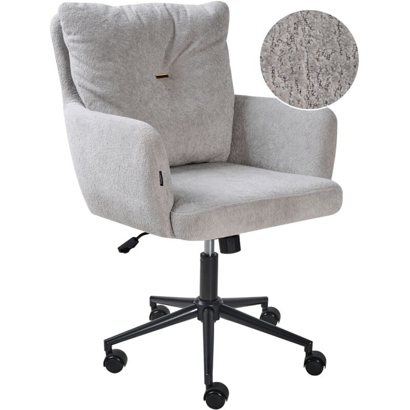 Beliani Desk Chair Alpine Faux Fur Grey