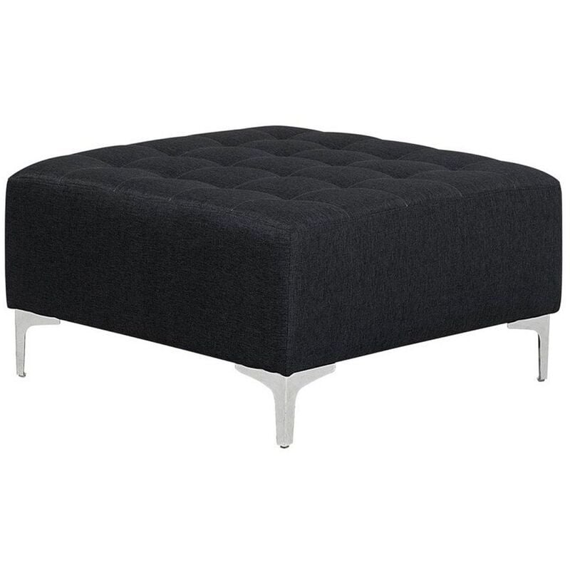 Modern Ottoman Square Footstool Graphite Grey Fabric Tufted Aberdeen