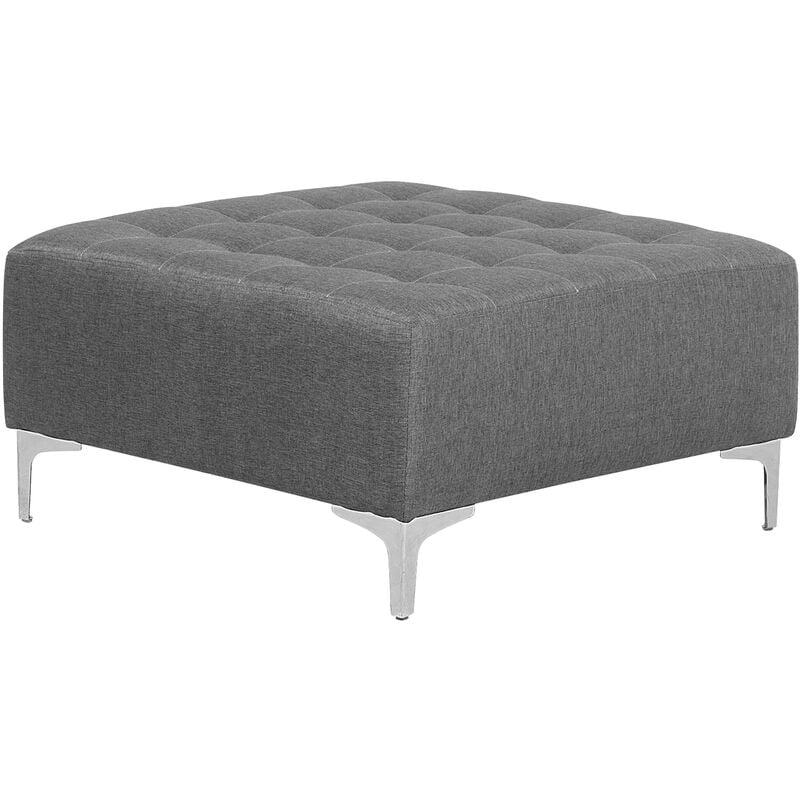 Modern Ottoman Square Footstool Grey Fabric Tufted Aberdeen