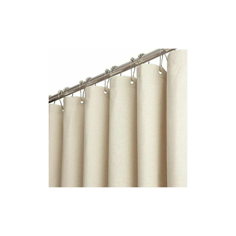 Boed - Fabric Shower Curtain Stall-120 x 180 cm Narrow Set of Textured Linen Shower Curtains with 8 Plastic Hooks, Luxury Spa Hotel Small Waterproof