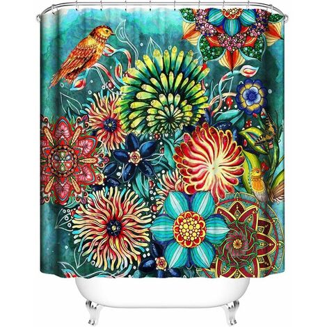 Fabric Shower Curtains, Heavy Duty Waterproof Polyester Heavyweight Shower Curtains for Showers, Racks and Bath Tubs, 72 "x 72" Boho Style
