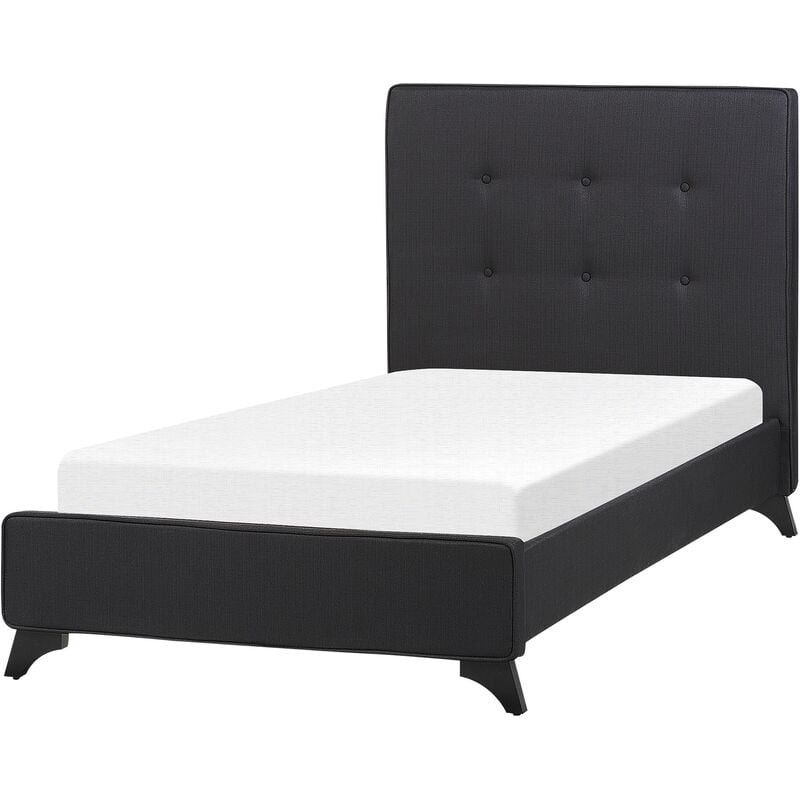 Modern Fabric eu Single Size Bed Frame 3ft Tufted Headboard Black Ambassador