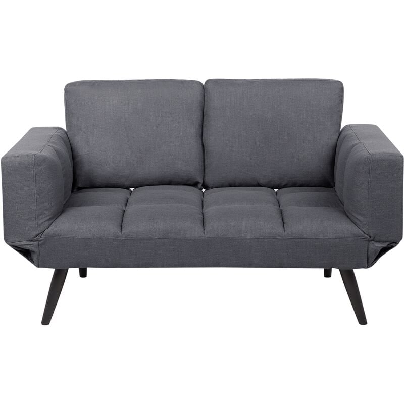 Modern Minimalist Sofa Bed Loveseat Adjustable Armrests Fabric Dark Grey Brekke