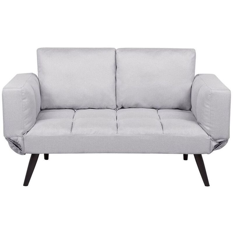 Modern Minimalist Sofa Bed Loveseat Adjustable Armrests Fabric Light Grey Brekke - Grey