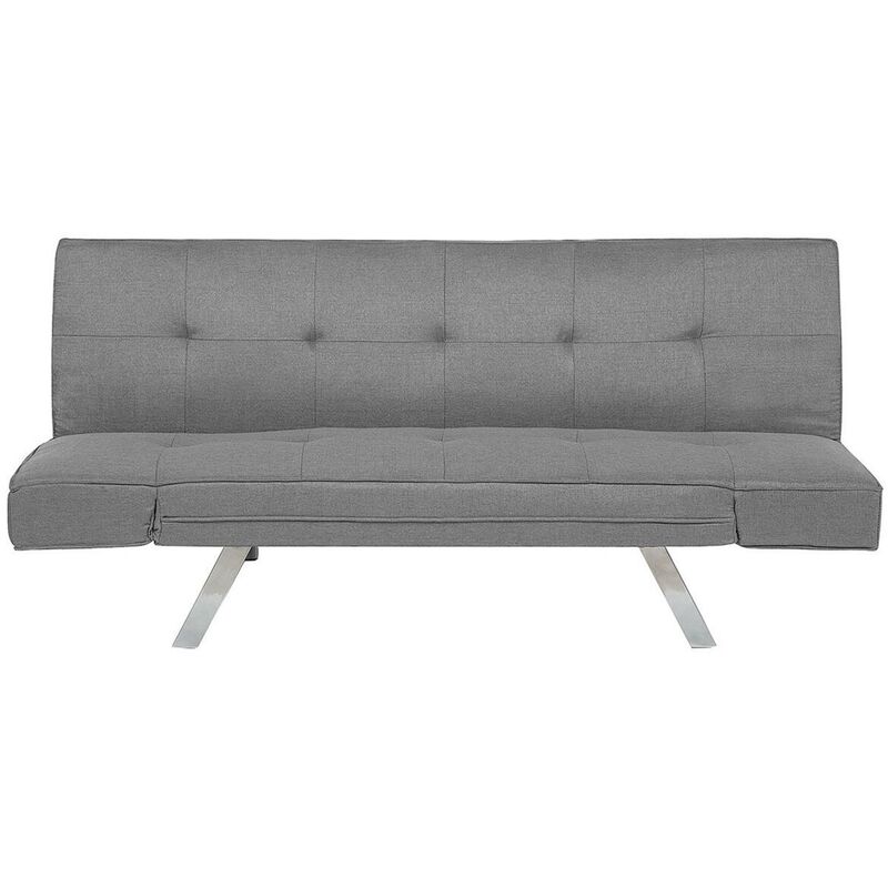 Sleeper Sofa 3 Seater Adjustable Armrests Upholstered Fabric Light Grey Bristol - Grey